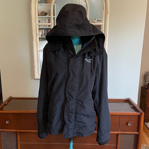 Hollister Winter Hooded Jacket-Navy-Young Mens M